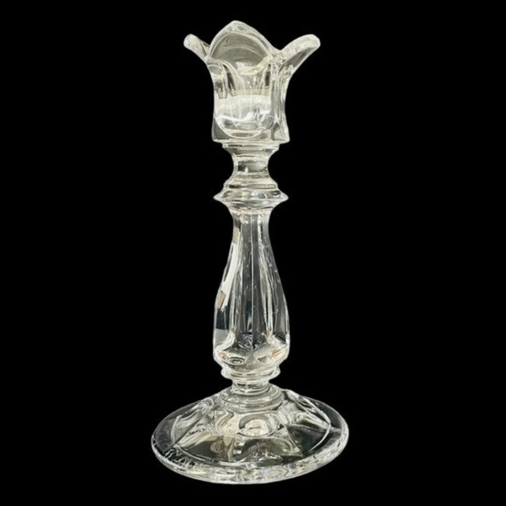 Vintage GORHAM Viscount 24% Clear Crystal Tulip Candle Holder 7.25
